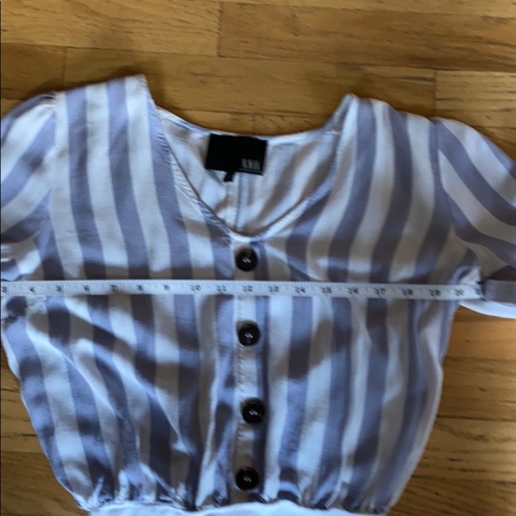 Blue Striped Crop Button Down - Picture 10 of 12
